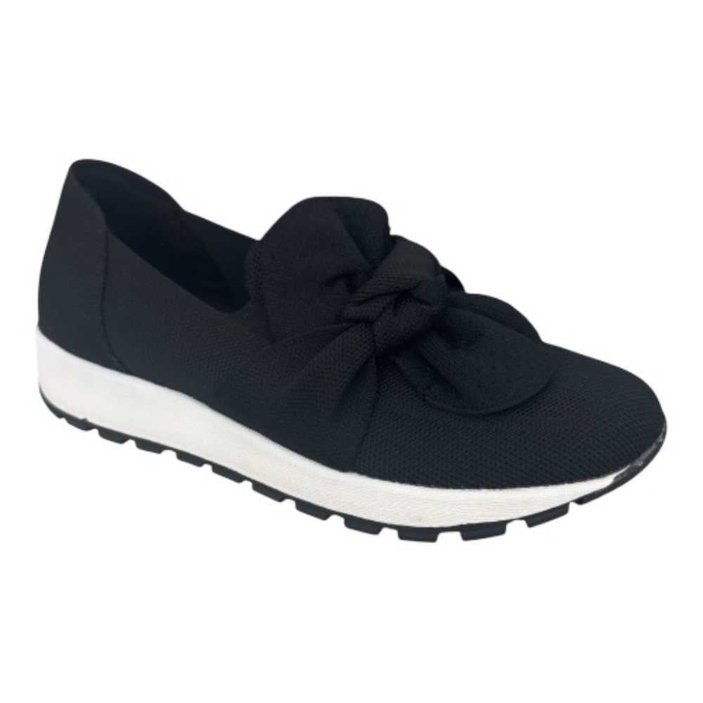bernie mev. Black Knit Slip-On Sneaker with Bow